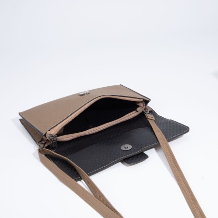 Bag-clate on magnet, long belt, beige color-5