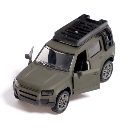Metal car "Citicar", inertial, 1:32, doors open, light and sound effects, khaki color-3