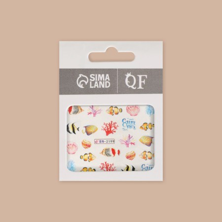 Slider - Nail Design "Sea World", packing 6 pcs, multi -colored-1