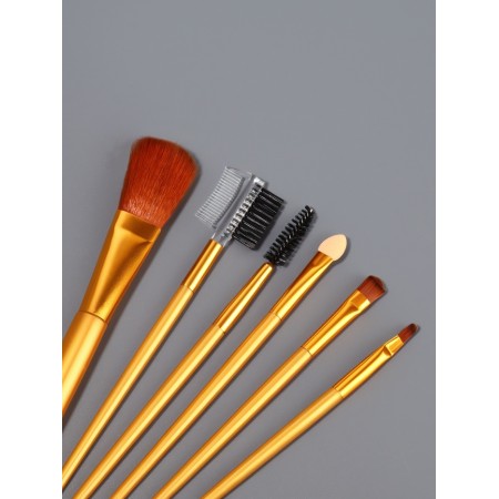 Set of makeup brushes, 6 objects, golden color-2