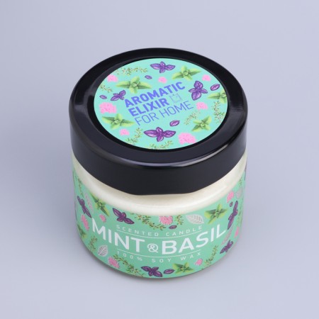 Aromatic candle in the jar "Basil and Mint", Envisor Wax, 80 g-8