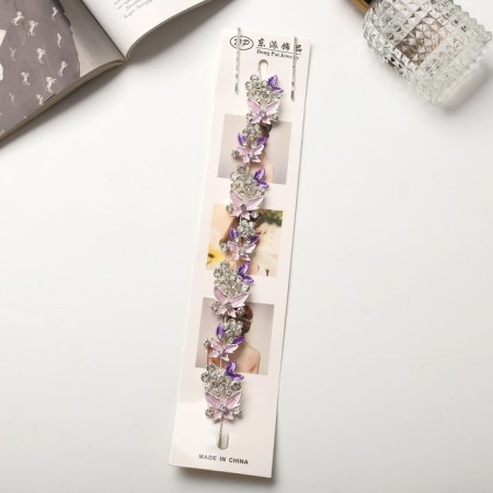 A Asel hair accessory leaflets, 23.5x2.5 cm, silver-pink-1