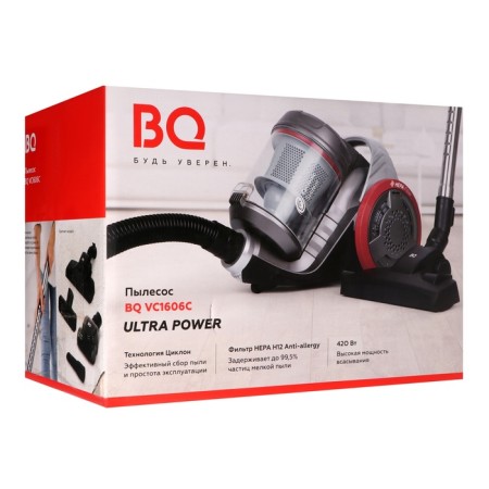 Vacuum cleaner BQ VC1606C, 1600/420 W, 3 l, gray-red-6