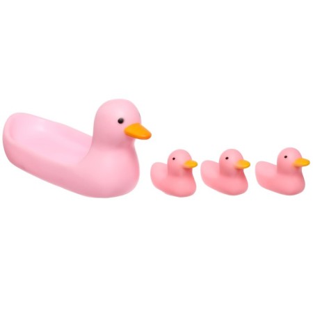 A set of rubber toys for the bath "Soap dish: pink ducks", 4 pcs., 14 cm, crush me-1