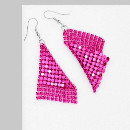 Hanging “rhombs” disco, pink color in silver, 7.5cm-1