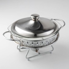 Marmite of heat -resistant glass, 2 l, 33.5 × 23 × 21.5 cm, with a lid, on a heated stand