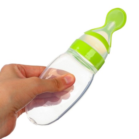 A bottle for feeding with a spoon, silicone, from 5 months, 90 ml., Mix color-4