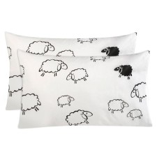 A set of pillowcases, size 40x60 cm, sheep print, white color - 2 pcs.