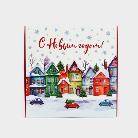 Gift box New Year's folding "City Life", 26 × 26 × 8 cm-4