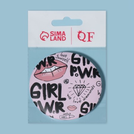 Folding mirror "Girl", with an increase, d = 7 cm, drawing mix-6