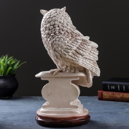 Figure "Owl with a book on a stand" 18x21x34cm aged-2