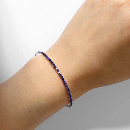 Bracelet "ice" 1 row, blue color in silver, 7 cm-5