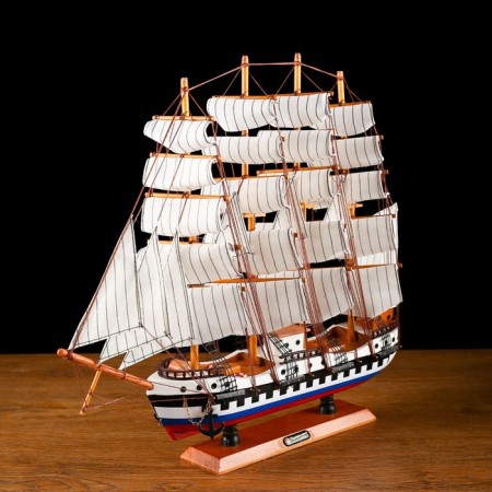 Souvenir medium -sized "Kalhas" ship, sides of a tricolor, white sails, mix, 50x45x9 cm-2