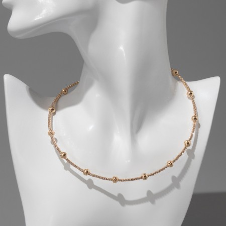 Set 2 objects "necklace, bracelet" Noel, beads No. 6, white color in gold-2