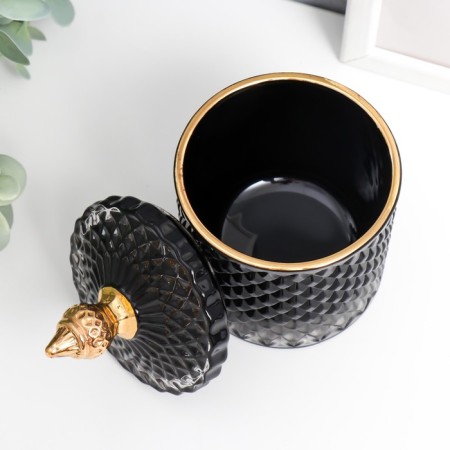Casket Glass "Rombs and Dome" black with gold 14x8.2x8.2 cm-1