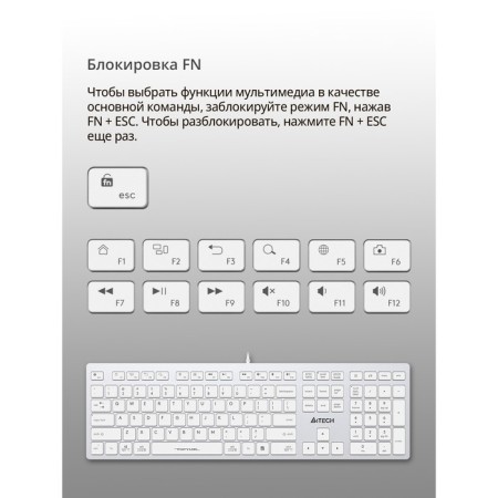 Keyboard A4Tech FSTYLER FX50 White USB SLIM Multimedia (FX50 White)-3