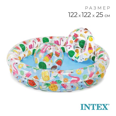 The inflatable “fruit” pool, 122 x 25 cm, with a circle and a ball, from 2 years old, 59460np intex