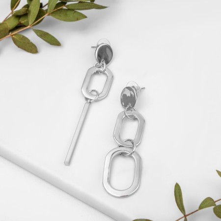 Earrings hanging "attraction" style, color silver, 7.6 cm-2