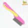 A comb for wool 15.6 x 3.6 cm, short teeth 1.7 cm, pink-yellow