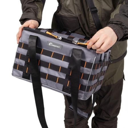 Bag Fisheries Base Lure Bag XXL, 38x38x25 cm, gray color + 7 boxes Luno 28-6