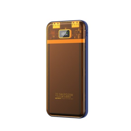 External BYZ W91, 10,000 mAh, 2 USB, 1 Type-C, 22.5 W, 3 A, PD, Orange, Orange