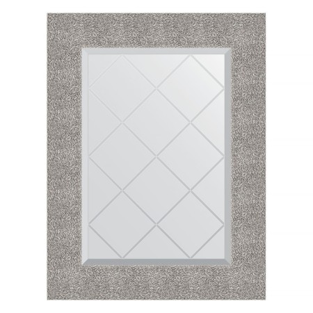 Mirror with engraving in the baguette frame, silver coinage 90 mm, 56x74 cm