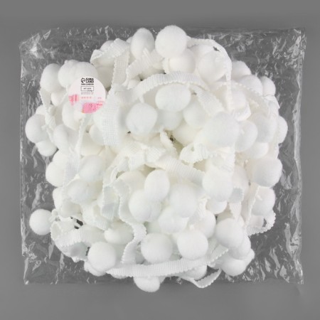 Decorative braid with pompons, 35 ± 5 mm, 9.1 ± 0.5 m, white color-2