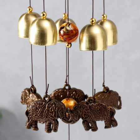 Wind music metal, plastic "Elephant" 5 bells 42 cm-2