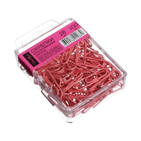 Office paper clips 28 mm, color, 100 pieces, Globus pink, Eurobox-4
