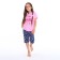 Pajamas (T -shirt, breeches) for girls, pink/blue color, height 122 cm