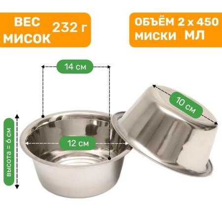 A set of 2 bowls on a stand, 2 x 450 ml-1