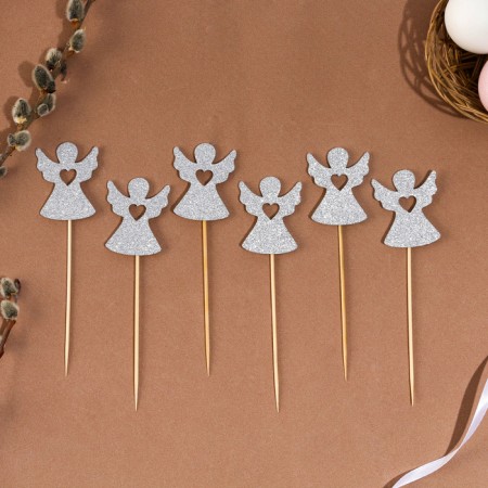 Topper "Angel", silver color, set of 6 pcs.-1