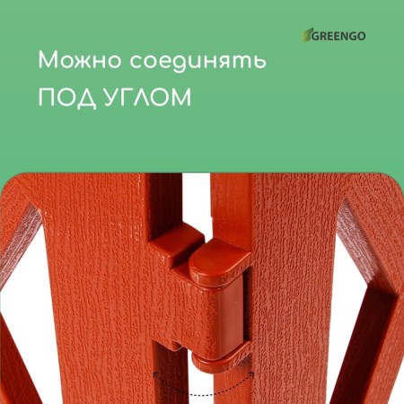 Decorative fence, 35 × 232 cm, 4 sections, plastic, terracotta, Modern, Greengo-4