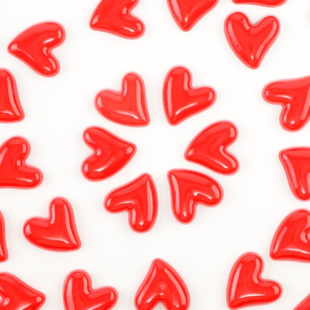 Caboshon "heart", set of 50 pcs., Size 1 pc. - 2.6 × 2.6 × 0.3 cm, red color-1