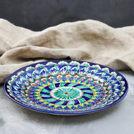 Plate of the Rishtan ceramics "Flowers", 22 cm, blue mix