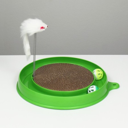 Gaming complex (corrugated rod, mouse on the spring and 2 balls), green 7068496-3