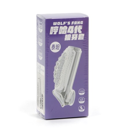 Penis nozzle, gel silicone, relief B, stimulating, with an erective ring, transparent