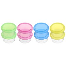 A set of containers for storing baby food 8 pcs., 50 ml., Round, with lids, Mix color