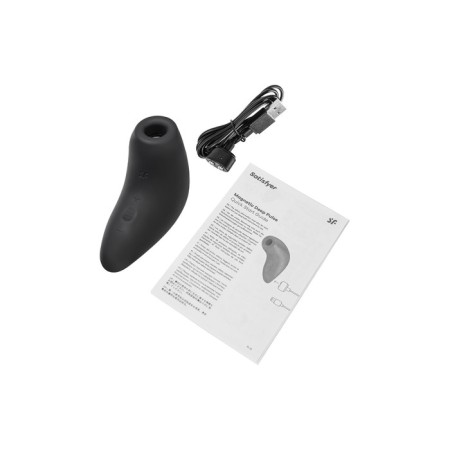 Vacuum-wave stimulator of the Satiffyer Magnetic Deep Pulse clitoris, 11 cm, silicone, black color-15