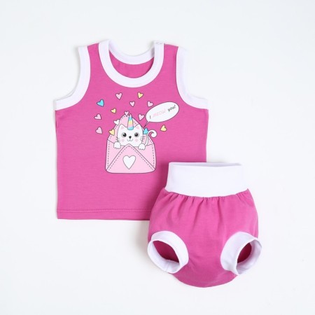 A set for a girl (T-shirt/panties per diaper), lilac color, height 80-86 cm