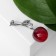 Brooch "Cherry", burgundy-green color in silver