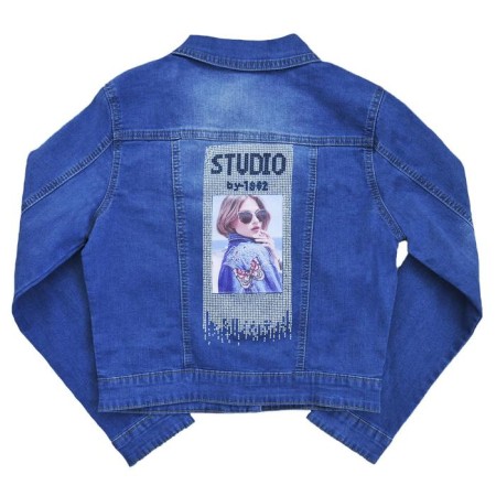 Denim jacket for girls, height 140 cm, blue color-1