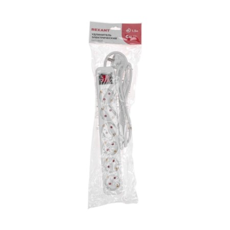 Extension cord Standard 6 nests, 1.5m, 3x1.0mm², s/s, with a switch, white rexant-5