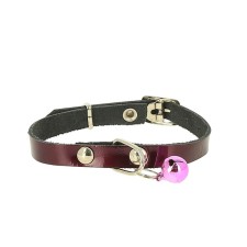 Leather collar for dogs and cats, soft, with a bell, Osh 20-25 x 1 cm, mix of flowers