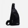 Male sling bag, artificial leather, headphone opening, black color