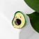 Avocado icon well -fed tummy, green color in gold