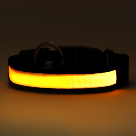 Collar with flash light 3 light modes, size m, Osh 40-48 x 2.5 cm yellow-10
