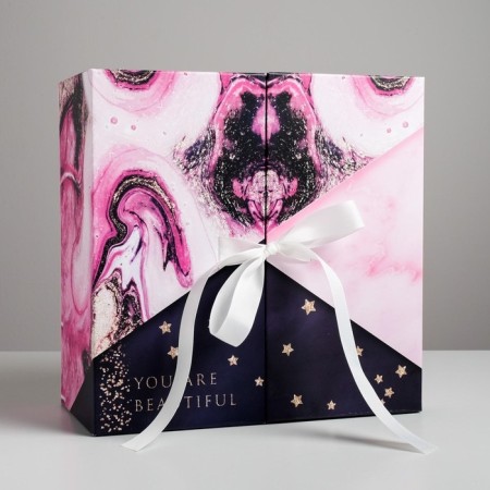 Gift box, packaging, "marble", 29.5 x 29.5 x 14.5 cm-1