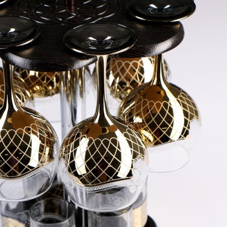 Mini-bar "Golden net flowers" Bar stand, 6 fuherok/ 6 stacks-2
