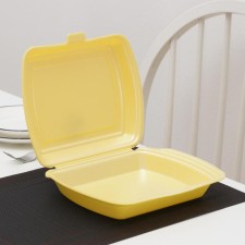 Disposable lunch box, 24.7 × 20.6 × 7 cm, 1 section, yellow color